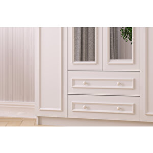 Lina Country 4 Kapak 2 Çekmeceli Aynalı Gardırop 182 cm