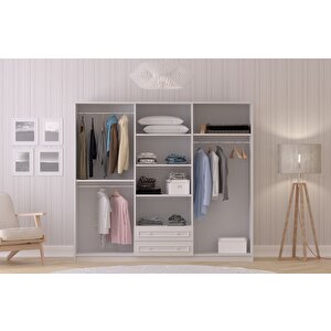 Lina Country 6 Kapak 2 Çekmeceli Aynalı Gardırop