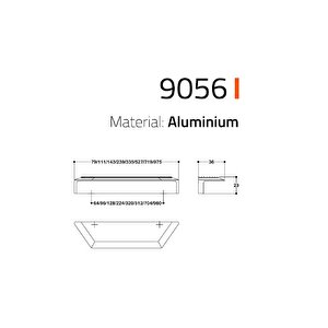 9056 Line-çizgili Kulp Altın Renk Tek Adet 128 Mm