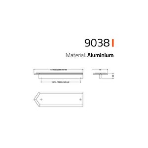 9038 Line-çizgili Kulp Altın Renk Tek Adet 224 Mm