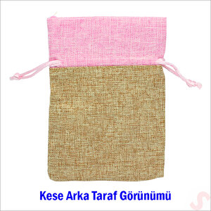 Bebek Temalı Jüt Kese 10cm X 13cm - Pembe X 12 Adet