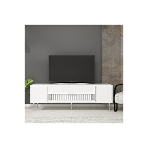 Dekolp4dh Tv Sehpasi Beyaz Gümüş