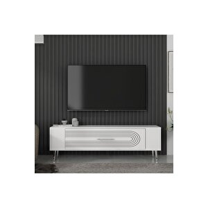 Retrol3dh Tv Sehpasi Beyaz Gümüş