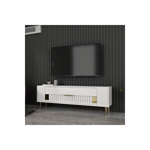 Retrolp4dh Tv Sehpasi Beyaz Altin