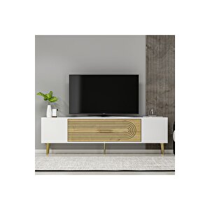 Dekol3dh Tv Sehpası Beyaz Safirmeşe Altın