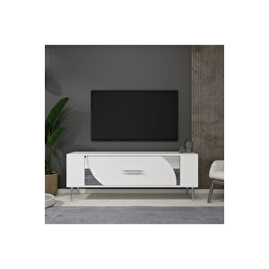 Retrop2dh Tv Sehpasi Beyaz Gümüş