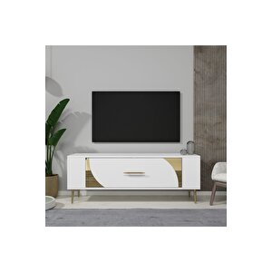 Retrop2dh Tv Sehpasi Beyaz Altin