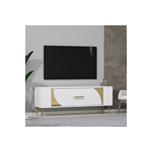 Retrop2dh Tv Sehpasi Beyaz Altin