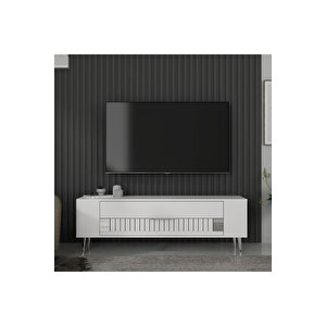 Retrolp4dh Tv Sehpasi Beyaz Gümüş