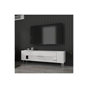 Retrolp4dh Tv Sehpasi Beyaz Gümüş