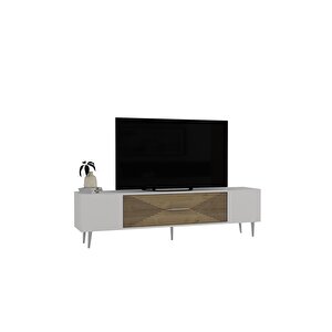 Dekol1dh Tv Sehpasi Beyaz Safi̇rmeşe Gümüş