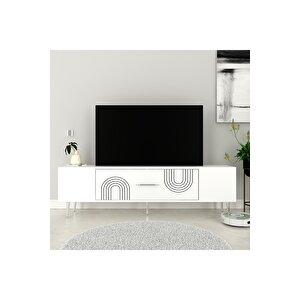 Dekol2dh Tv Sehpasi Beyaz Gümüş
