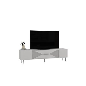 Dekol1dh Tv Sehpasi Beyaz Gümüş