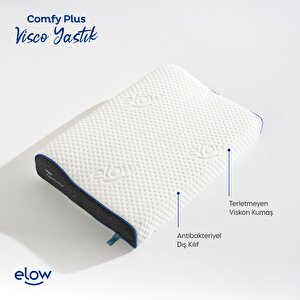 Comfy Plus Tek Taraflı Boyun Destekli Ortopedik Visco Yastık, 60 X 40 X 13/9