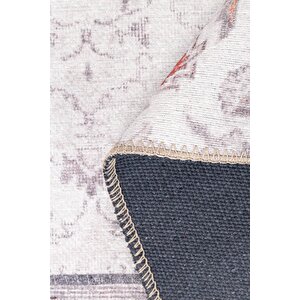 Folk Patchwork Desenli Dokuma Taban Dekoratif Gri Halı (ba 13)
