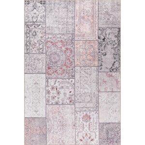 Folk Patchwork Desenli Dokuma Taban Dekoratif Gri Halı (ba 13) 230x230 cm