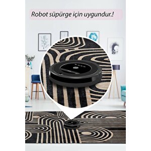 Artloop Fuga Yumuşak Dokulu Siyah/beyaz Modern Desenli Halı Ka 13