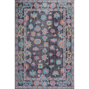 Etnik Kilim Desenli Halı, Dokuma Taban Dekoratif Şönil Siyah Halı Soul Al 146 300x400 cm