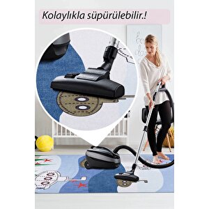 Çocuk Odası Halısı, Dokuma Taban Dekoratif Şönil Mavi halı Minor Al 408