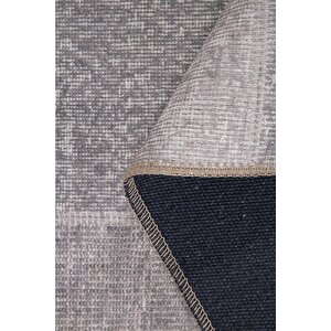 Folk Patchwork Desenli Dokuma Taban Dekoratif Gri Halı (ba 36)
