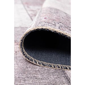 Folk Patchwork Desenli Dokuma Taban Dekoratif Gri Halı (ba 13)