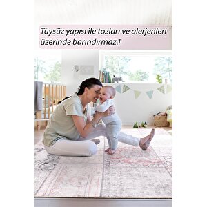 Folk Patchwork Desenli Dokuma Taban Dekoratif Gri Halı (ba 13)