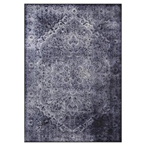 Blues Şönil Vintage Desenli Dokuma Taban Dekoratif Gri Mutfak, Salon Halısı (al 22) 250x250 cm 