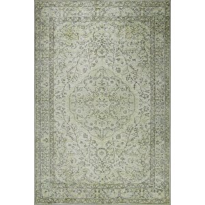 Folk Eskitme Desenli Dokuma Taban Dekoratif Yeşil Halı (ba 27) 250x350 cm