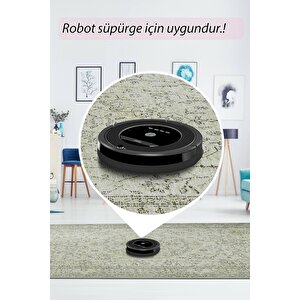 Folk Eskitme Desenli Dokuma Taban Dekoratif Yeşil Halı (ba 27)