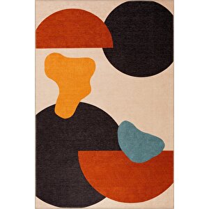 Modern Salon, Mutfak, Genç Odası Halısı Dokuma Taban Dekoratif Şönil Renkli Halı Funk Al 402 75x230 cm