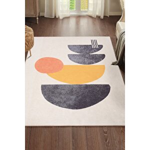 Modern Salon, Mutfak, Genç Odası Halısı Dokuma Taban Dekoratif Şönil Renkli Halı Funk Al 399 230x230 cm