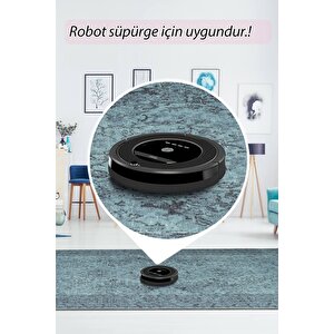 Folk Eskitme Desenli Dokuma Taban Dekoratif Turkuaz Halı (ba 23)