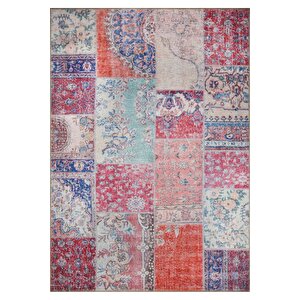Patchwork Desenli Salon Halısı, Dokuma Taban Dekoratif Şönil Rustik Halı Jazz Al 82 250x350 cm
