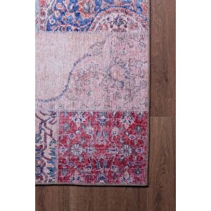 Patchwork Desenli Salon Halısı, Dokuma Taban Dekoratif Şönil Rustik Halı Jazz Al 82 250x350 cm
