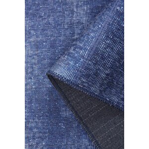 Patchwork Desenli Salon Halısı, Dokuma Taban Dekoratif Şönil Lacivert Halı Jazz Al 63