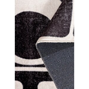 Artloop Fuga Yumuşak Dokulu Siyah/beyaz Modern Desenli Halı Ka 22
