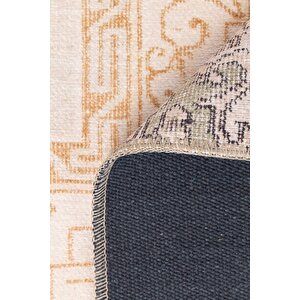 Folk Patchwork Desenli Dokuma Taban Dekoratif Bej Halı (ba 16)