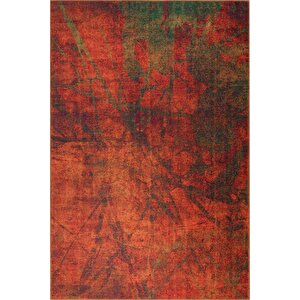 Modern Salon Halısı, Dokuma Taban Dekoratif Şönil Turuncu Halı Fusion Al 09 75x150 cm