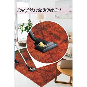Modern Salon Halısı, Dokuma Taban Dekoratif Şönil Turuncu Halı Fusion Al 09