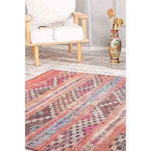 Etnik Kilim Desenli Halı, Dokuma Taban Dekoratif Şönil Renkli Halı Soul Al 226 210x310 cm