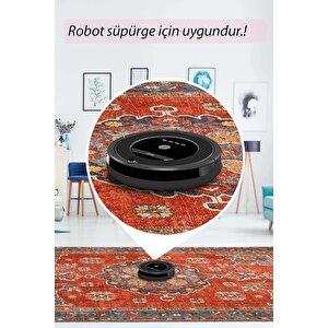 Artloop Fuga Yumuşak Dokulu Kırmızı Vintage Desenli Halı Ka 34