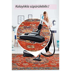 Artloop Fuga Yumuşak Dokulu Kırmızı Vintage Desenli Halı Ka 34