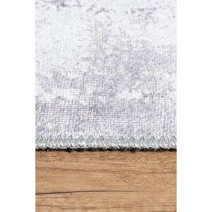 Moden Salon, Mutfak, Genç Odası Halısı, Dokuma Taban Dekoratif Şönil Gri Halı Funk Al 233