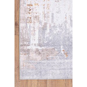 Moden Salon, Mutfak, Genç Odası Halısı, Dokuma Taban Dekoratif Şönil Gri Halı Funk Al 233 115x160 cm