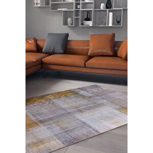 Moden Salon, Mutfak, Genç Odası Halısı, Dokuma Taban Dekoratif Şönil Gri Halı Funk Al 10 75x300 cm