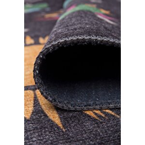 Çocuk Odası Halısı, Dokuma Taban Dekoratif Şönil Siyah halı Minor Al 412