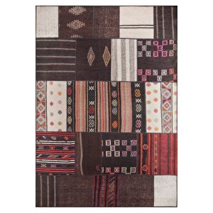 Patchwork Desenli Salon Halısı, Dokuma Taban Dekoratif Şönil Renkli Halı Jazz Al 45 250x250 cm 