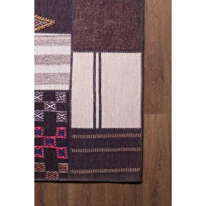 Patchwork Desenli Salon Halısı, Dokuma Taban Dekoratif Şönil Renkli Halı Jazz Al 45 250x250 cm 