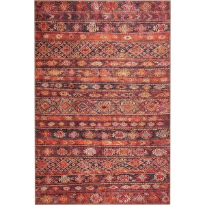 Etnik Kilim Desenli Halı, Dokuma Taban Dekoratif Şönil Kırmızı Halı Soul Al 215 230x330 cm