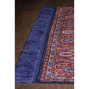 Blues Şönil Vintage Desenli Dokuma Taban Dekoratif Lacivert Mutfak, Salon Halısı (al 87)
